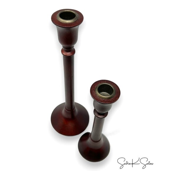 Threshold Short & Tall Wood Turned Candleholder Set of 2 - Target Fall 2023 - Picture 8 of 10